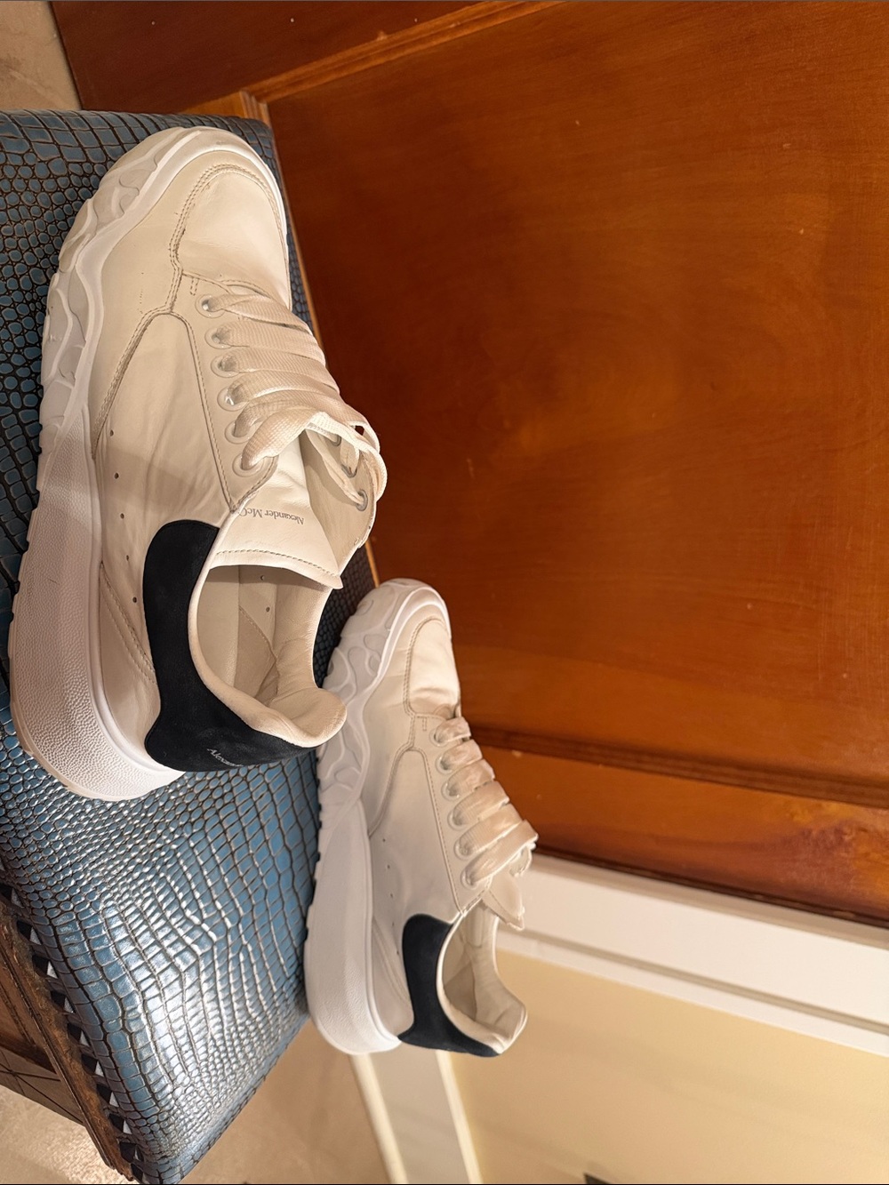 Alexander McQueen Oversized Court Trainer in a white and black colorway. - Picture 5 of 8